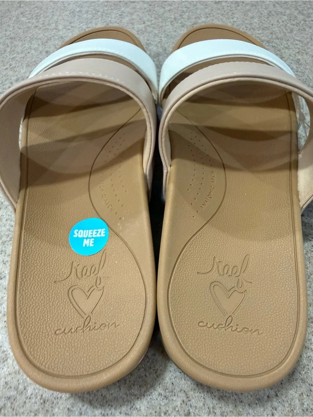 Reef Seaside Platform Slide Sandals in White and Tan